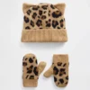 CashSoft-muts- en wantenset met luipaardprint voor Baby & Peuter