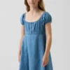 Denim babydoll-jurk voor kinderen