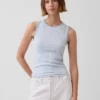 Gingham Pointelle shell-tanktop