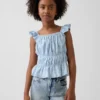 Kinder-top met fladdermouwen, smockwerk en peplum