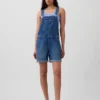 Loszittende denim shortalls in jaren 90-stijl