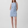 Mini-shiftjurk van geruite denim