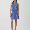 Mini-skort van popeline met verlaagde taille