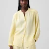 Oversized katoenen gaasoverhemd zonder kraag