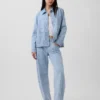 Ultrazachte barrel-Jeans met lage taille
