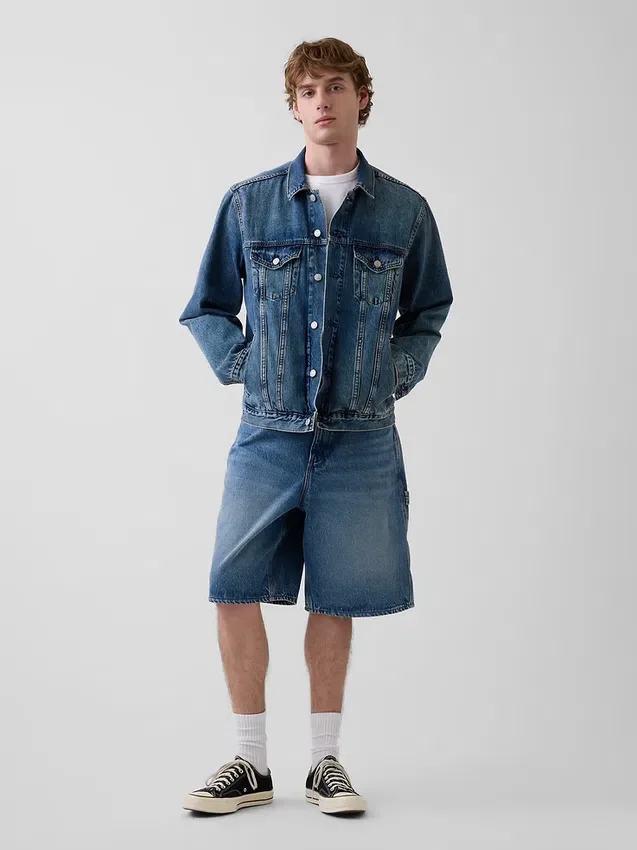 10,5" loszittende denim-carpenter-korte broek