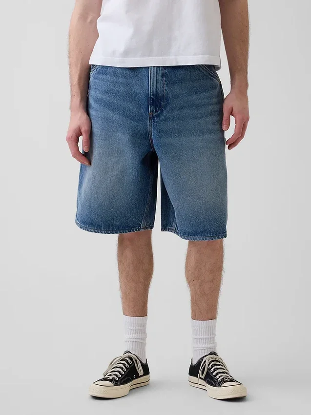 10,5" loszittende denim-carpenter-korte broek