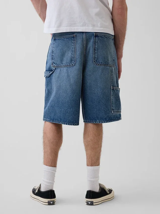 10,5" loszittende denim-carpenter-korte broek