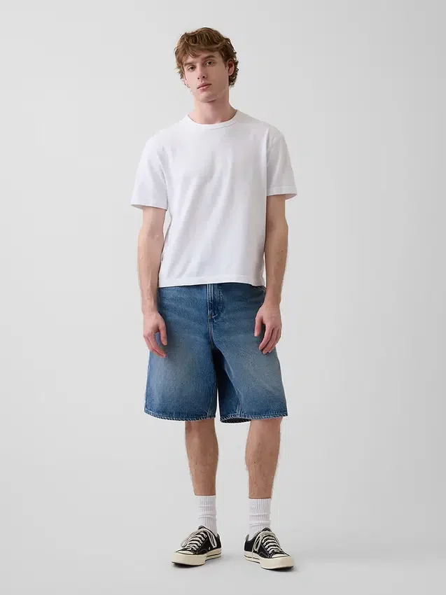 10,5" loszittende denim-carpenter-korte broek