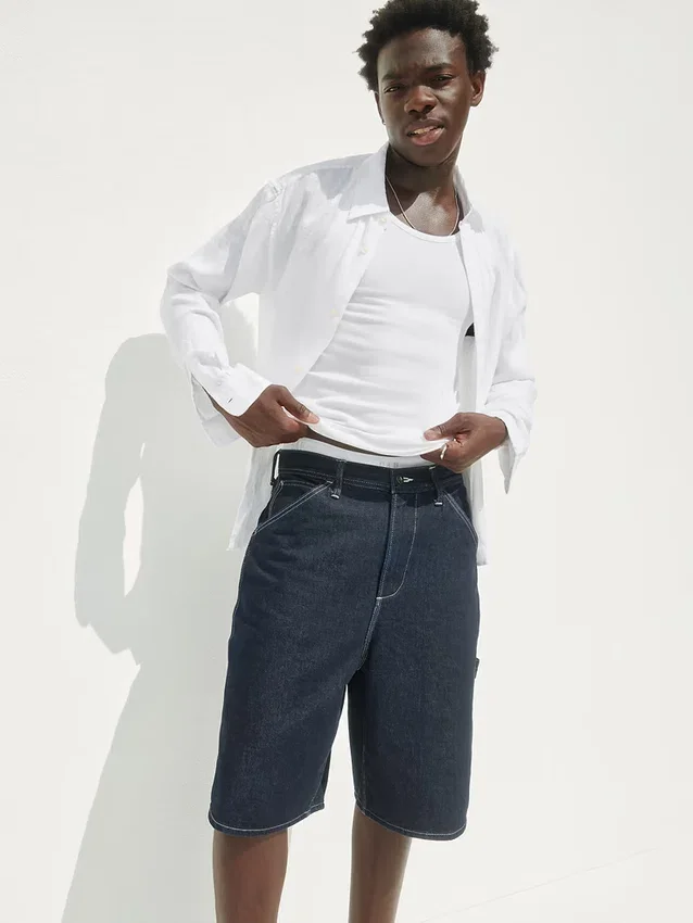 10,5" loszittende denim-carpenter-korte broek