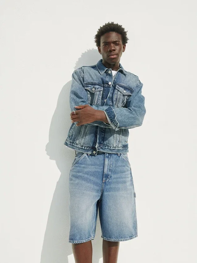 10,5" loszittende denim-carpenter-korte broek