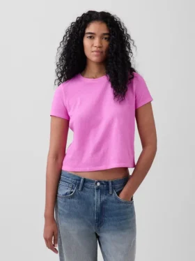 100% katoen, authentiek gekrompen T-shirt