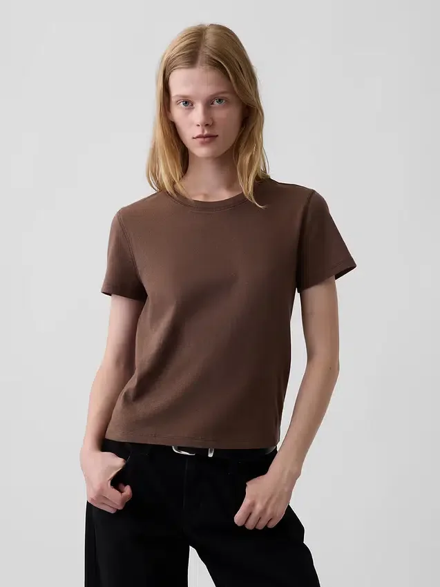 100% katoen, authentiek gekrompen T-shirt