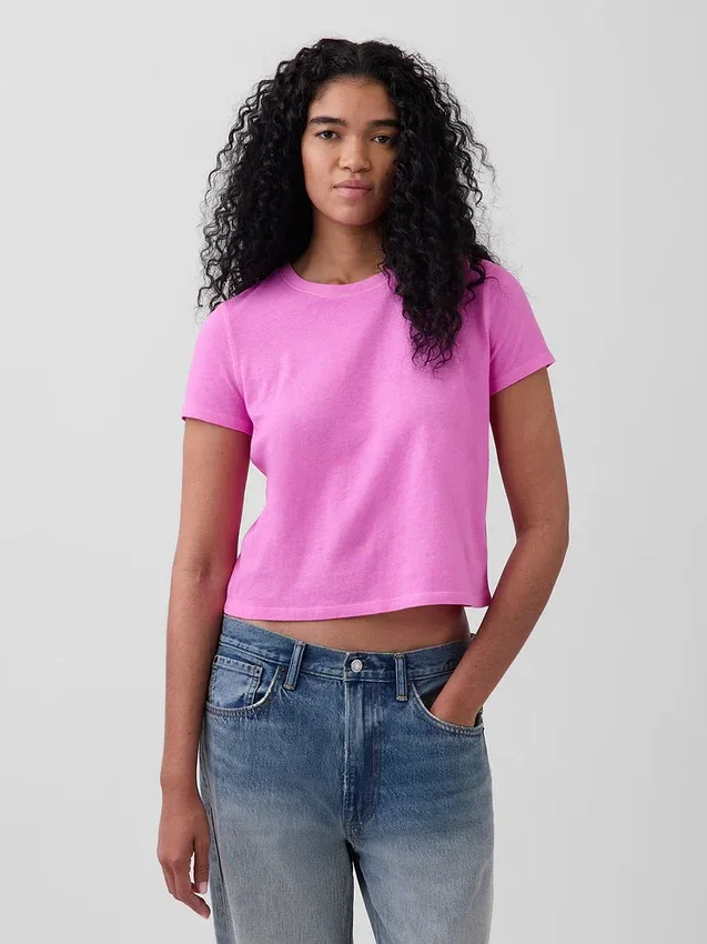 100% katoen, authentiek gekrompen T-shirt