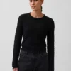 100% katoenen cropped trui met pointelle-patroon