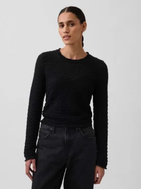 100% katoenen cropped trui met pointelle-patroon