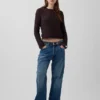 100% katoenen cropped trui met pointelle-patroon