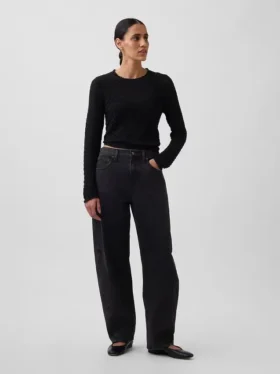 100% katoenen cropped trui met pointelle-patroon