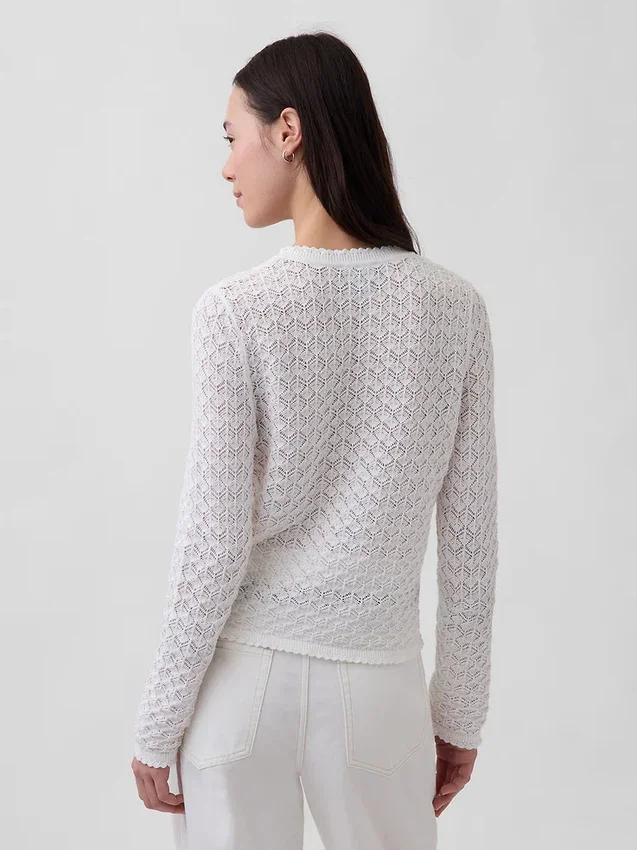 100% katoenen cropped trui met pointelle-patroon