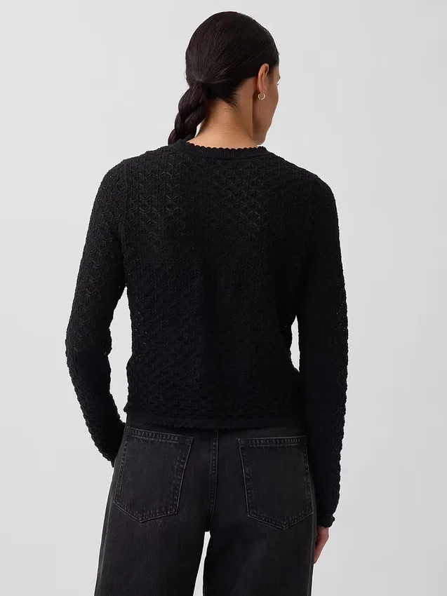 100% katoenen cropped trui met pointelle-patroon
