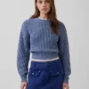 100% katoenen cropped trui met tonvormige mouwen