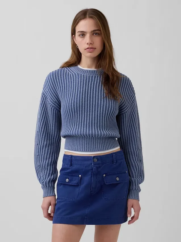 100% katoenen cropped trui met tonvormige mouwen
