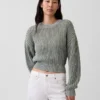 100% katoenen cropped trui met tonvormige mouwen