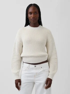 100% katoenen cropped trui met tonvormige mouwen
