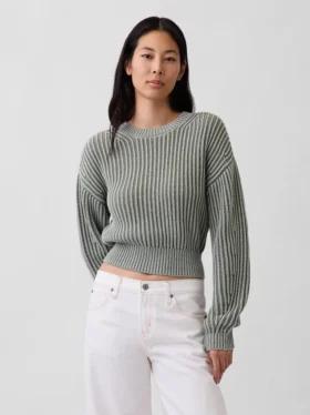 100% katoenen cropped trui met tonvormige mouwen