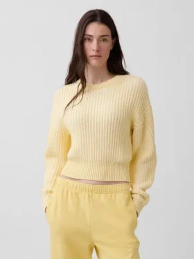 100% katoenen cropped trui met tonvormige mouwen
