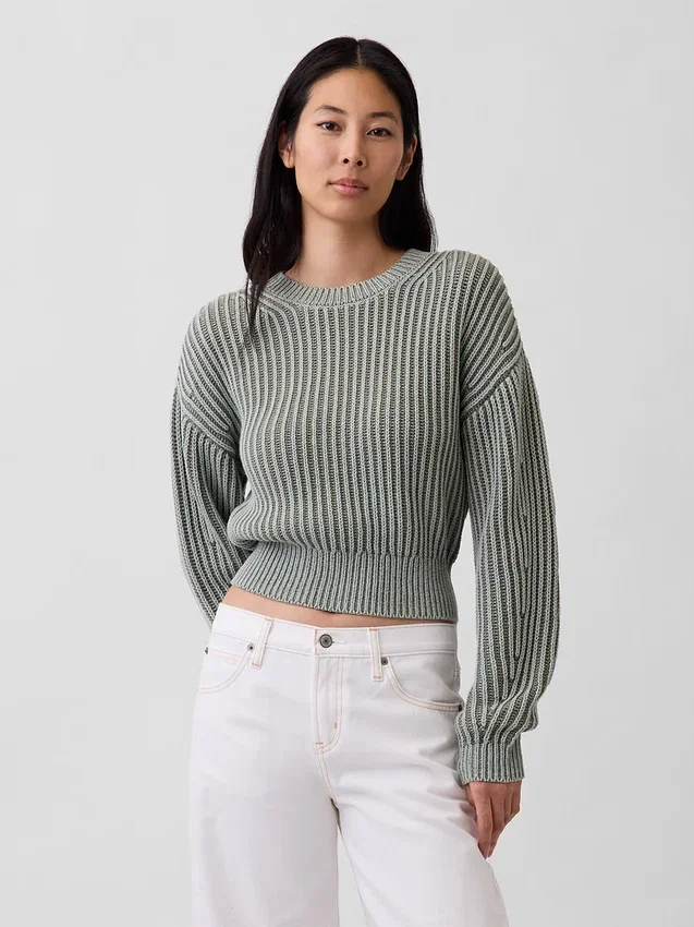 100% katoenen cropped trui met tonvormige mouwen