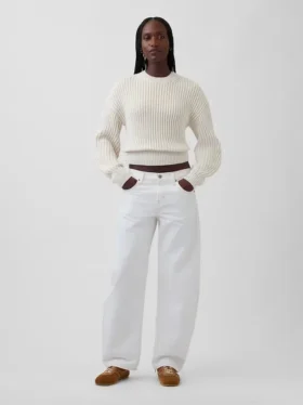 100% katoenen cropped trui met tonvormige mouwen