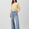 100% katoenen cropped trui met tonvormige mouwen