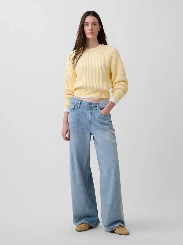 100% katoenen cropped trui met tonvormige mouwen
