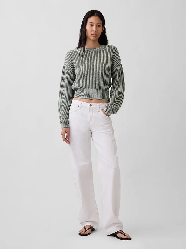 100% katoenen cropped trui met tonvormige mouwen