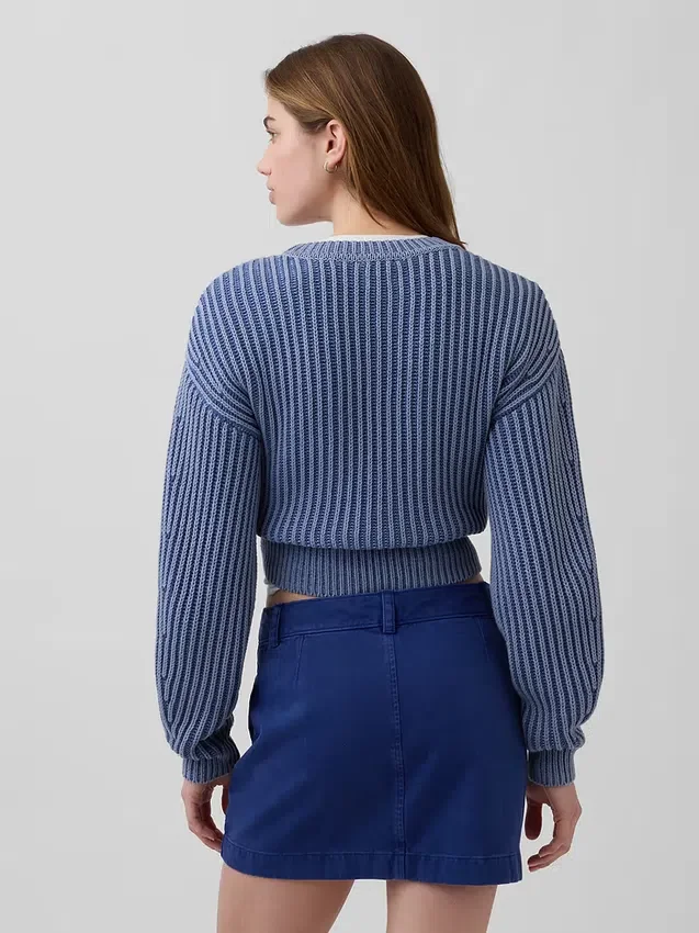 100% katoenen cropped trui met tonvormige mouwen