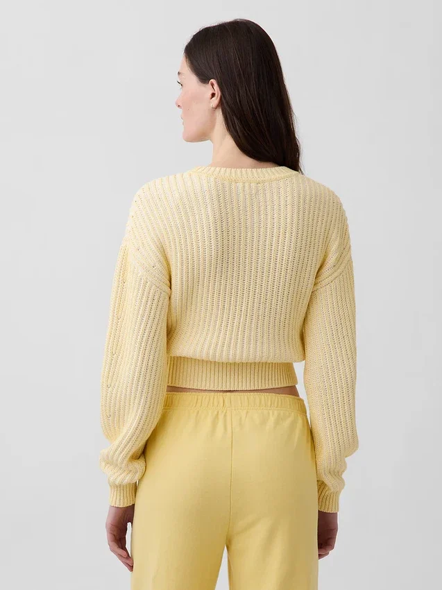 100% katoenen cropped trui met tonvormige mouwen