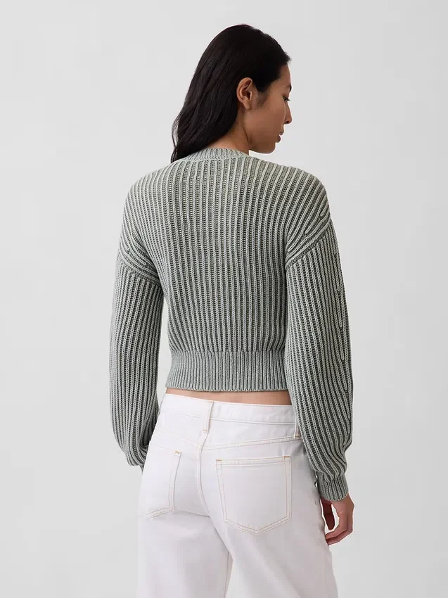 100% katoenen cropped trui met tonvormige mouwen