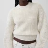 100% katoenen cropped trui met tonvormige mouwen