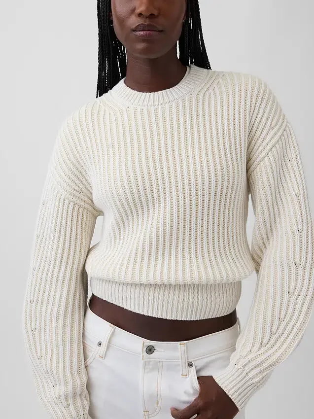 100% katoenen cropped trui met tonvormige mouwen