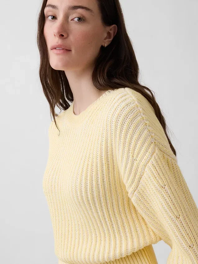 100% katoenen cropped trui met tonvormige mouwen