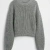 100% katoenen cropped trui met tonvormige mouwen