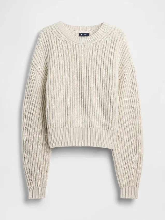 100% katoenen cropped trui met tonvormige mouwen