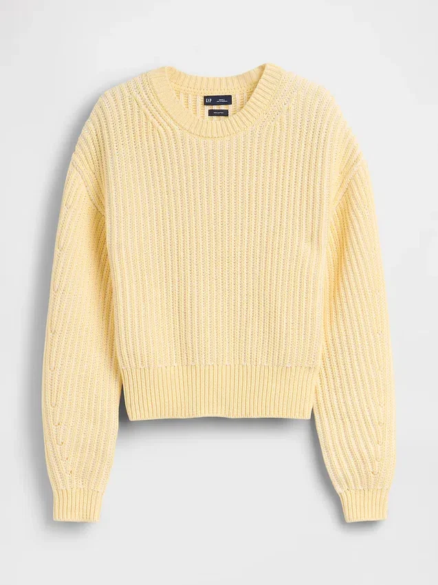 100% katoenen cropped trui met tonvormige mouwen