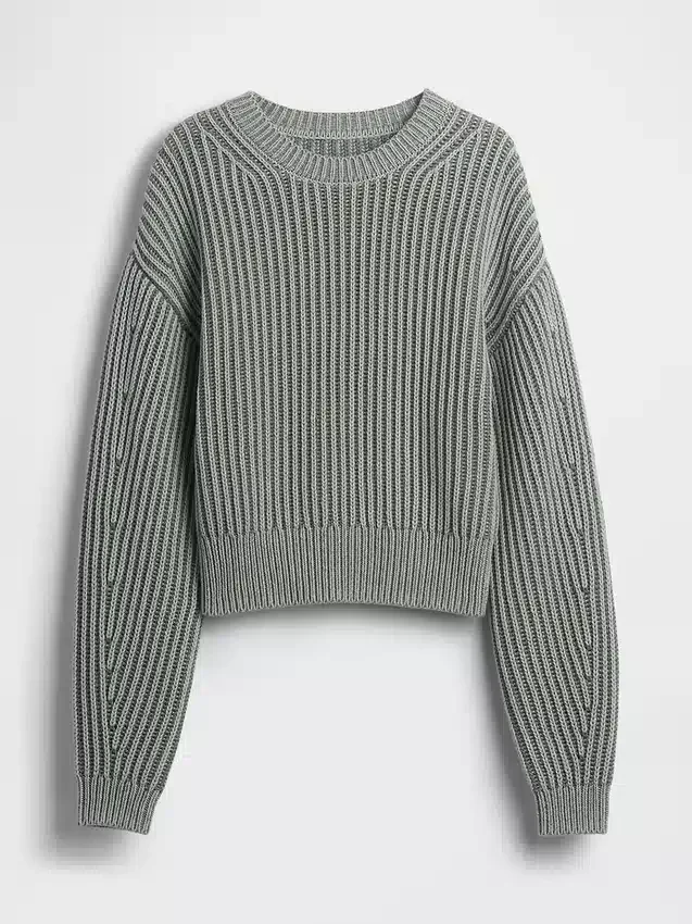 100% katoenen cropped trui met tonvormige mouwen