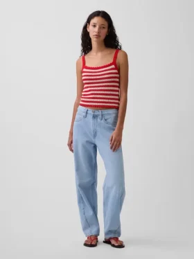 100% katoenen gehaakte crop-trui