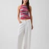 100% katoenen gestreepte cropped sweater-tanktop