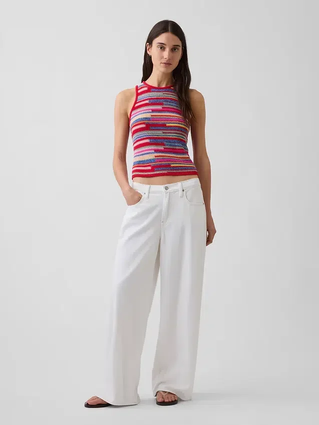 100% katoenen gestreepte cropped sweater-tanktop