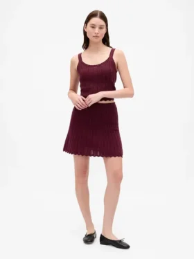 100% katoenen mini-rok met pointelle-patroon