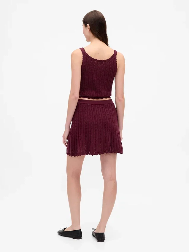 100% katoenen mini-rok met pointelle-patroon